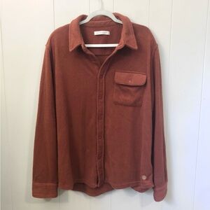 Outerknown Organic Cotton Blend Turpin Fleece Snap Shirt Terra Cotta Rust XL